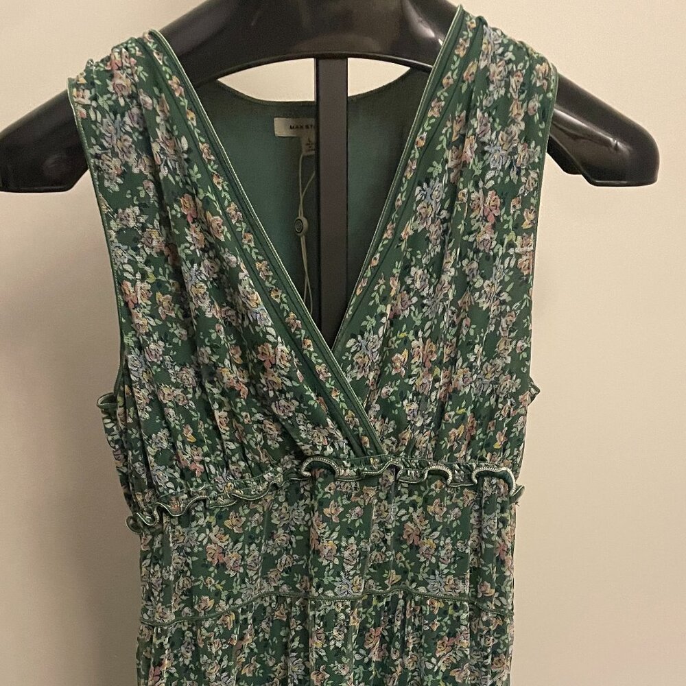 Max Studio Green Floral Dress Large